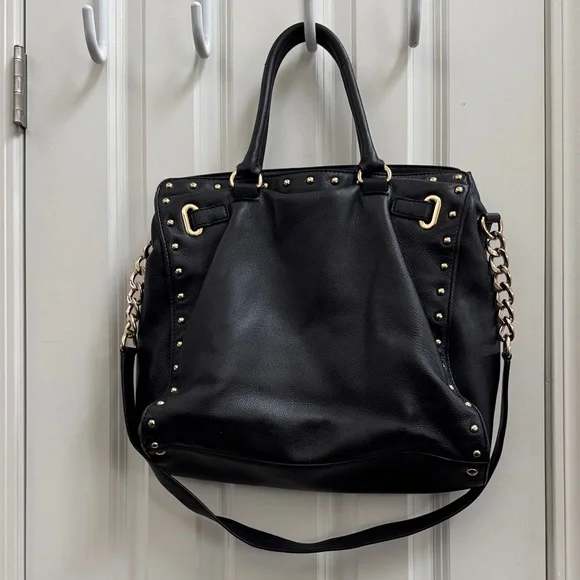 Michael Kors Large Black Studded Satchel with Gold Details - Picture 11 of 12